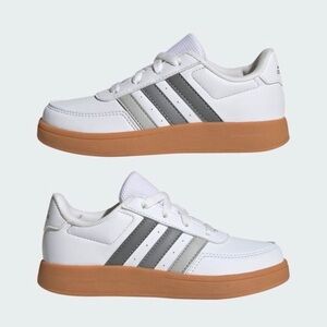 Kids Adidas Breaknet 2.0- White and Gray Sneakers